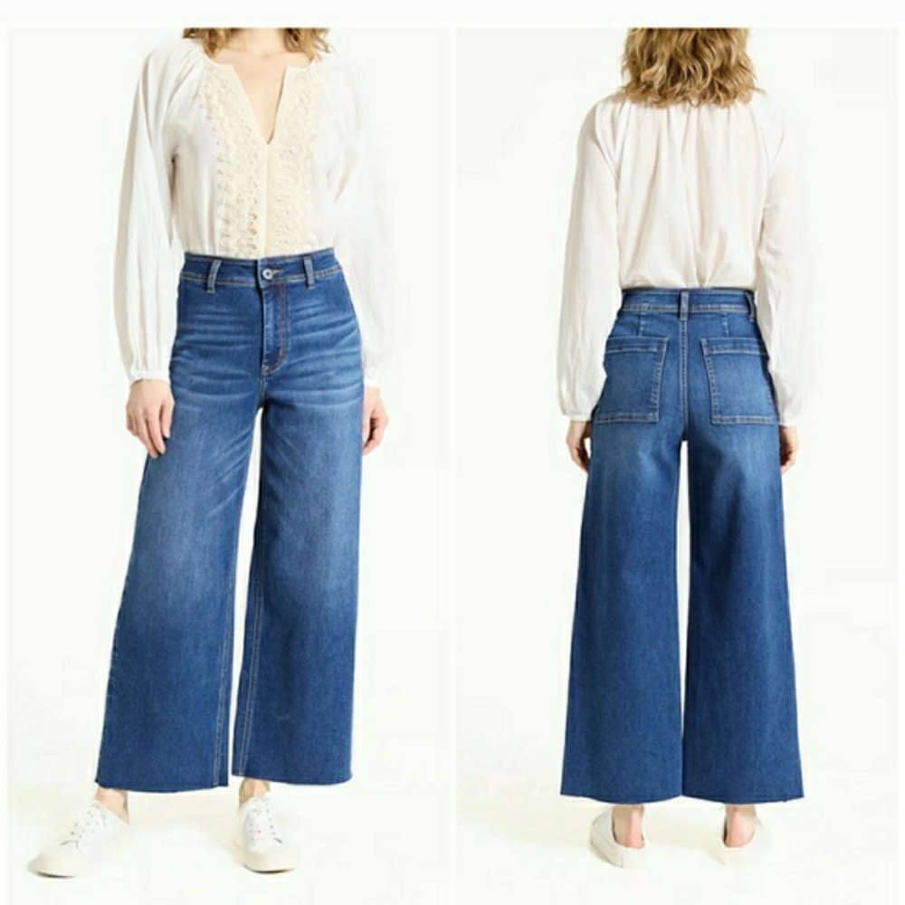 OAT NEW YORK High Waist Wide Leg Jeans - Dark Wash 4/27 (32"L/13"R)